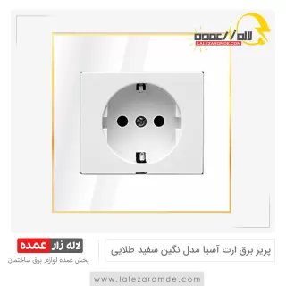 پریز برق ارت دار آسیا مدل نگین سفید طلایی