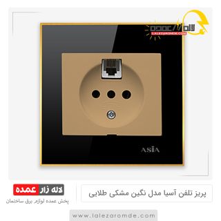 پریز تلفن دو منظوره آسیا مدل نگین مشکی طلایی